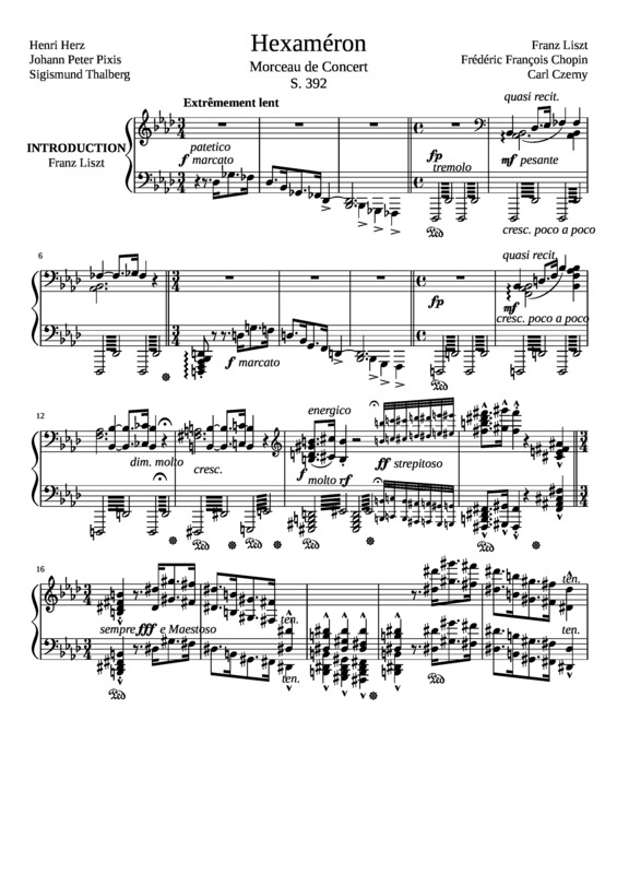 Partitura da música Hexaméron