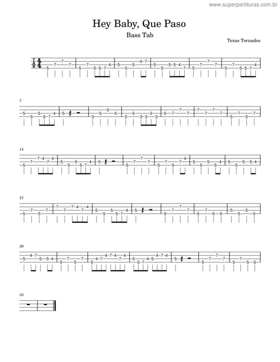 Partitura da música Hey Baby, Que Paso