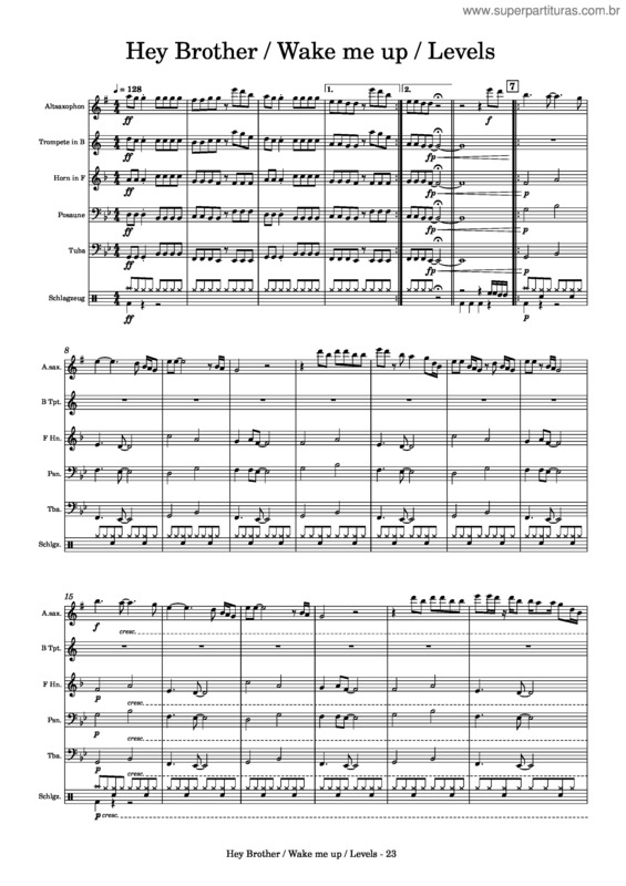 Partitura da música Hey Brother, Wake Me Up, Levels – Avicii
