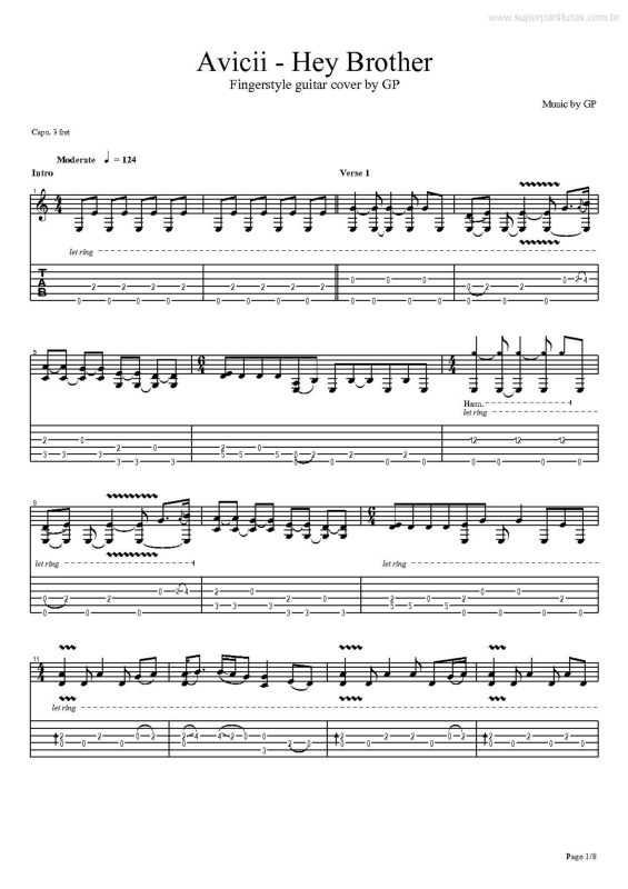 Partitura da música Hey Brother v.2