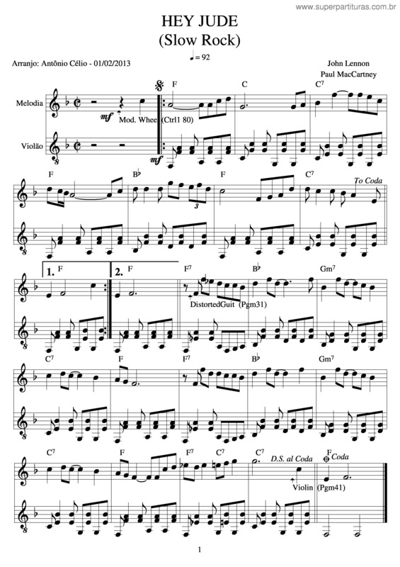 Partitura da música Hey Jude v.9