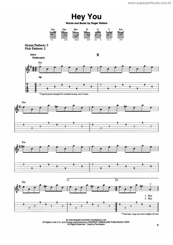 Partitura da música Hey You v.3