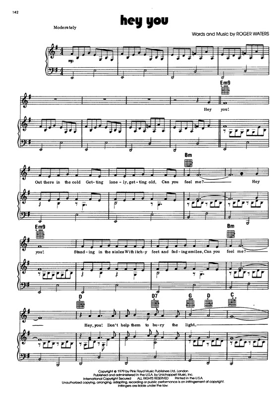 Partitura da música Hey You v.6