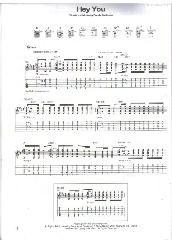 Partitura da música Hey You