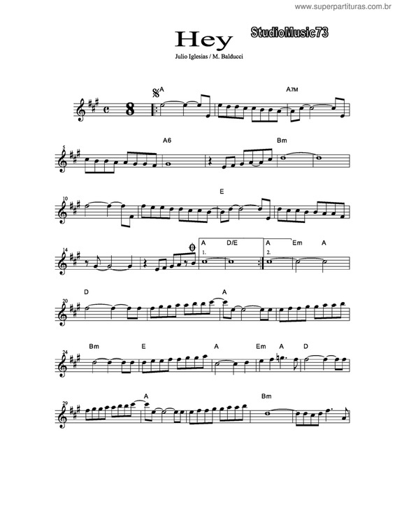 Partitura da música Hey