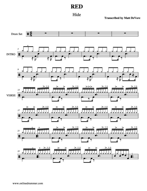 Partitura da música Hide