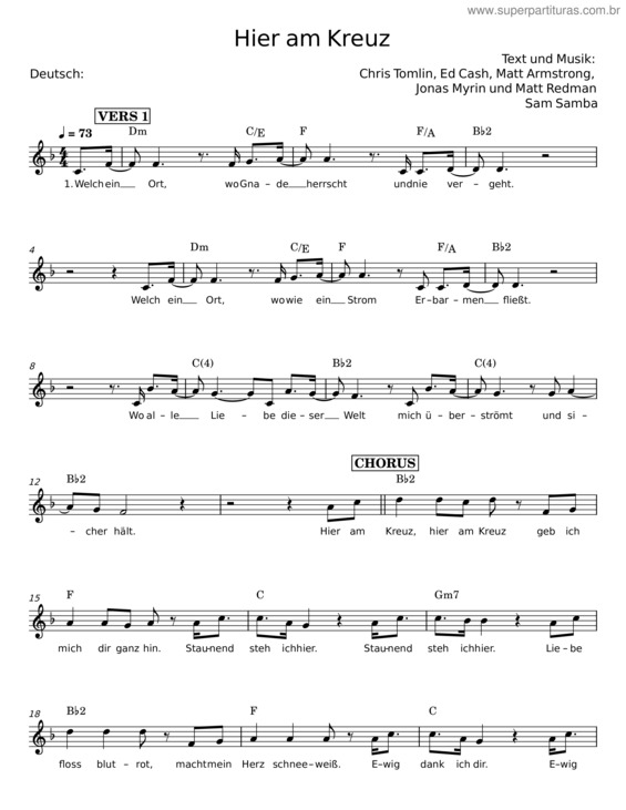 Partitura da música Hier Am Kreuz – Chris Tomlin