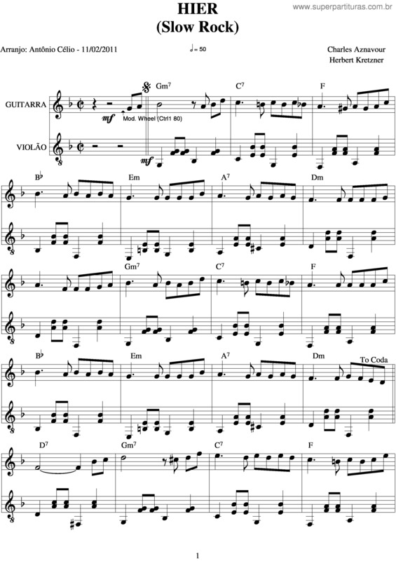 Partitura da música Hier