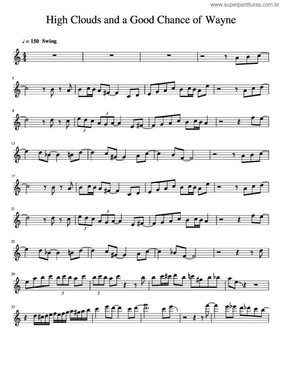 Partitura da música High Clouds And A Good Chance Of Wayne
