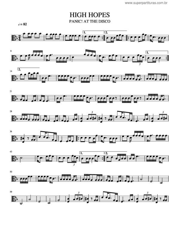 Partitura da música High Hopes–Viola