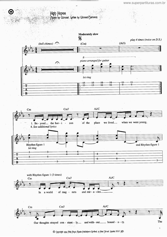 Partitura da música High hopes