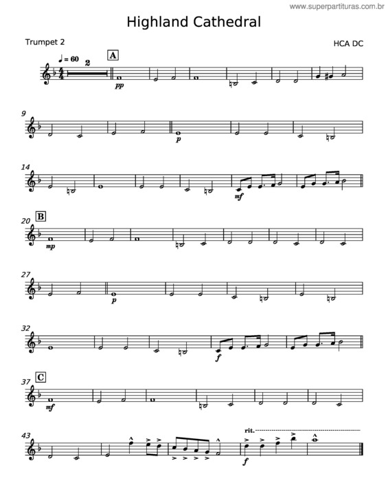 Partitura da música Highland Cathedral – Misc Praise Songs