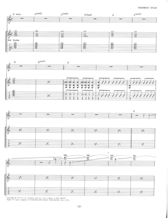 Partitura da música Highway Star v.3