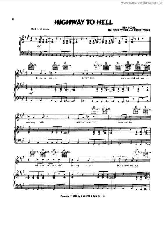 Partitura da música Highway To Hell v.3