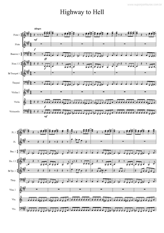 Partitura da música Highway to Hell