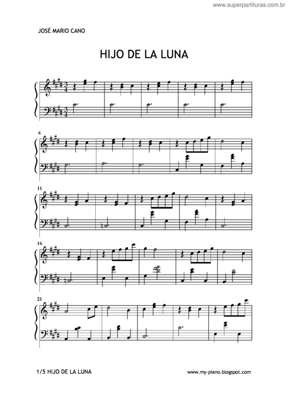 Partitura da música Hijo De La Luna v.3