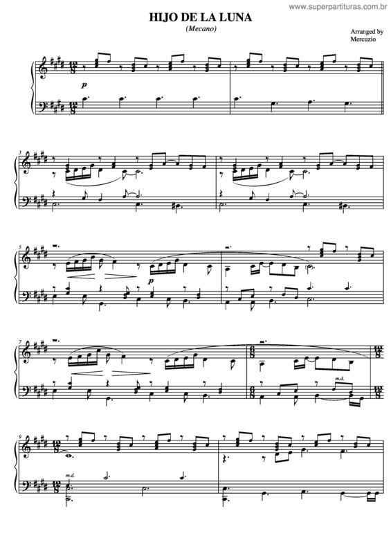 Partitura da música Hijo De La Luna v.4