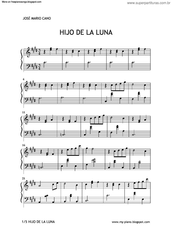 Partitura da música Hijo De La Luna v.5