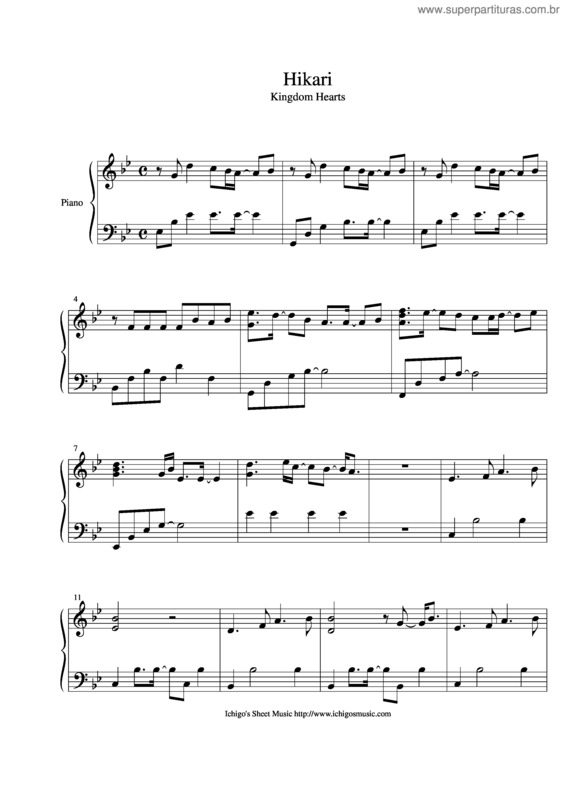 Partitura da música Hikari