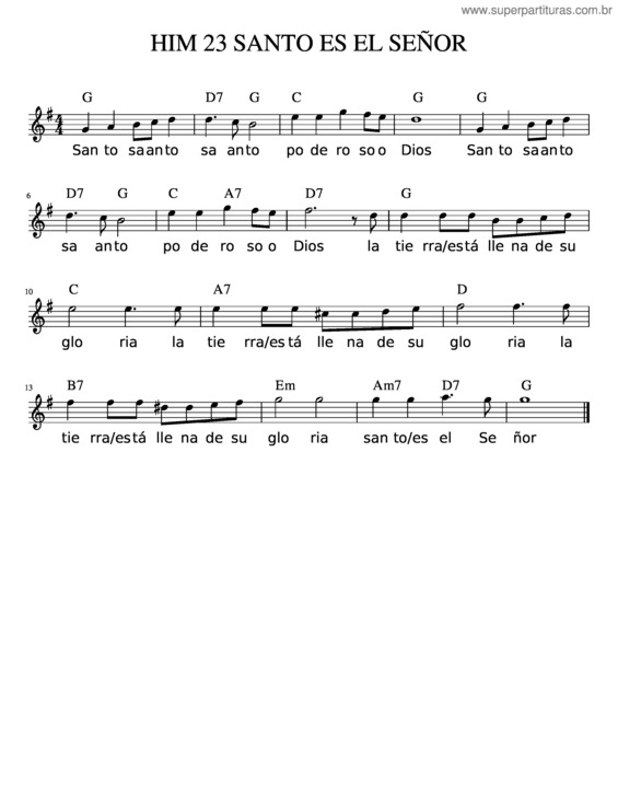 Partitura da música Him 23 Santo Es El Señor