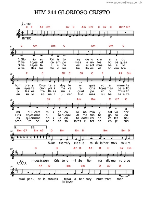 Partitura da música Him 244 Glorioso Cristo