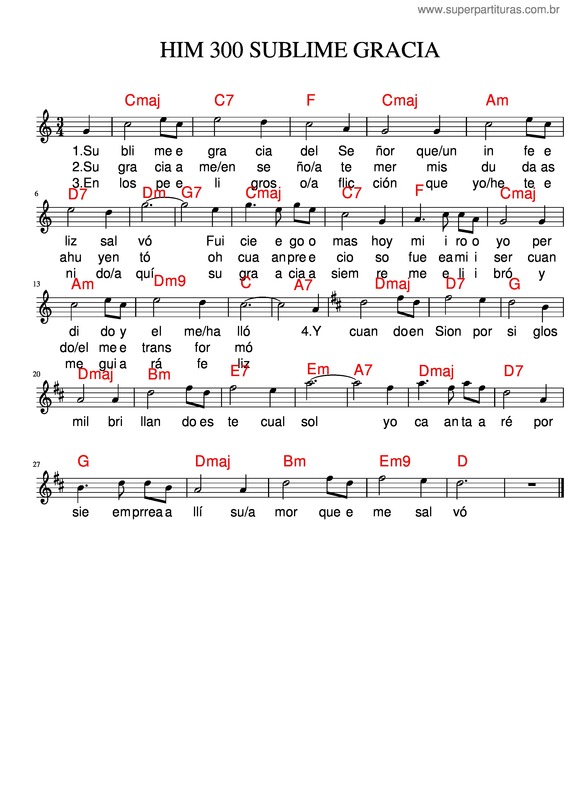 Partitura da música Him 300 Sublime Gracia