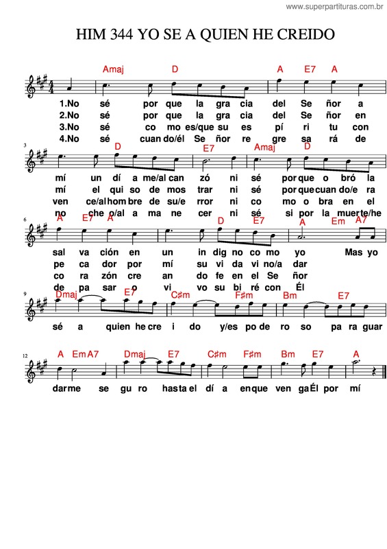Partitura da música Him 344 Yo Se A Quien He Creido v.2