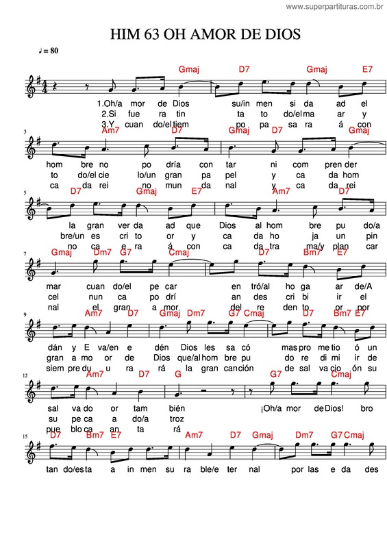 Partitura da música Him 63 Oh Amor De Dios