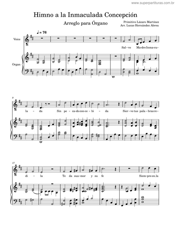 Partitura da música Himno A La Inmaculada Concepción