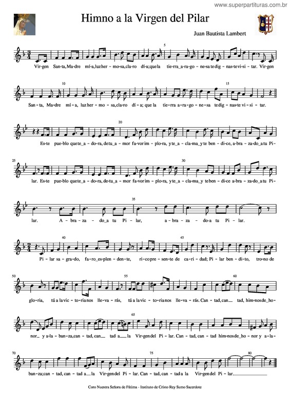 Partitura da música Himno A La Virgen Del Pilar