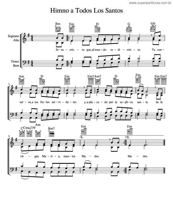 Partitura da música Himno A Todos Los Santos