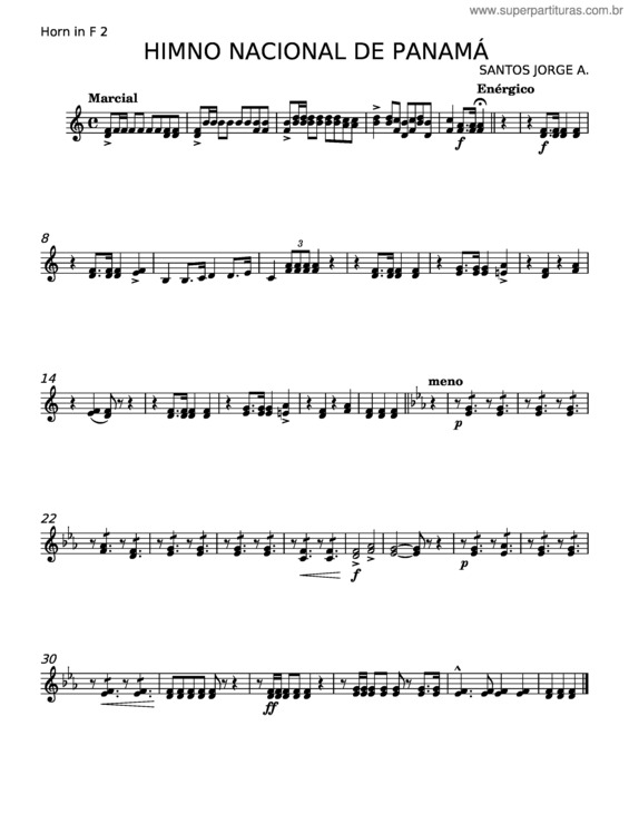 Partitura da música Himno Nacional De Panamá – Jorge Amatrian Santos