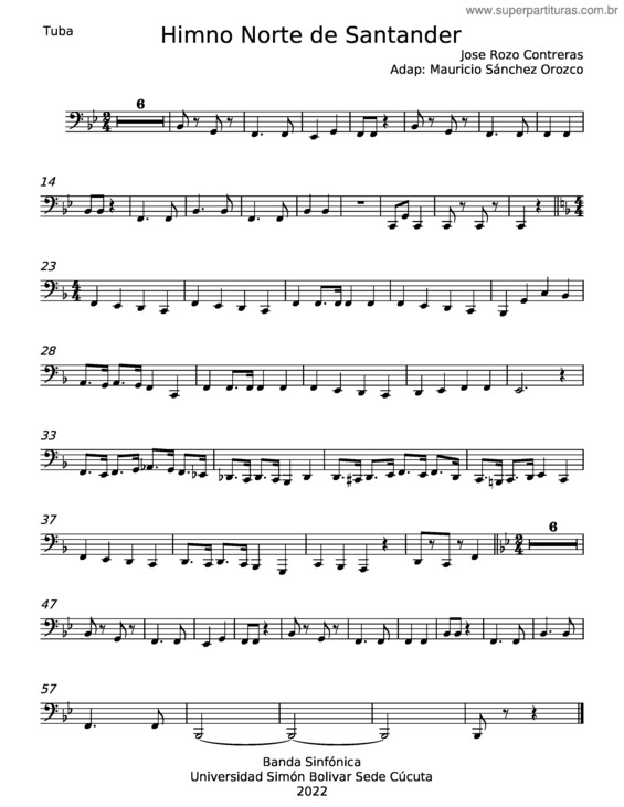Partitura da música Himno Norte De Santander – José Rozo Contreras