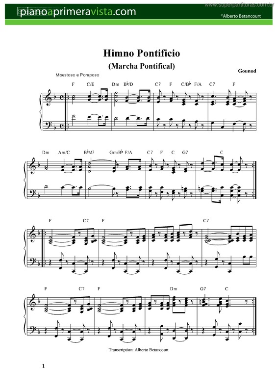 Partitura da música Himno Pontificio