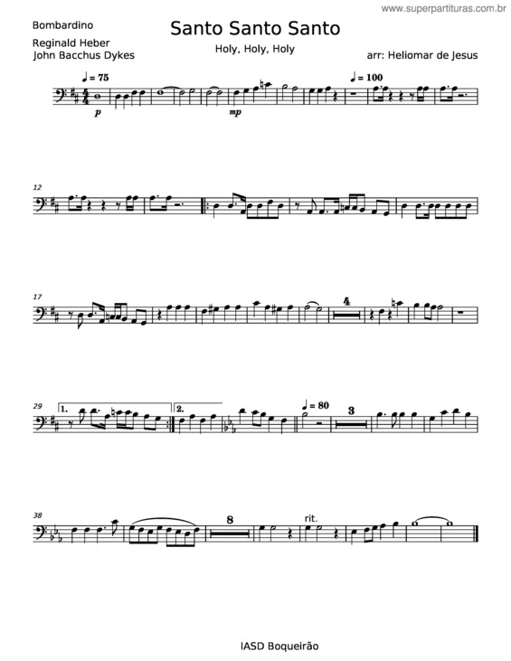 Partitura da música Himno Santo Santo Santo – John B. Dykes v.2