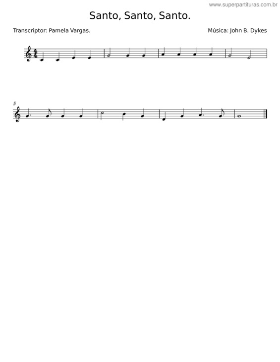 Partitura da música Himno Santo Santo Santo – John B. Dykes v.4