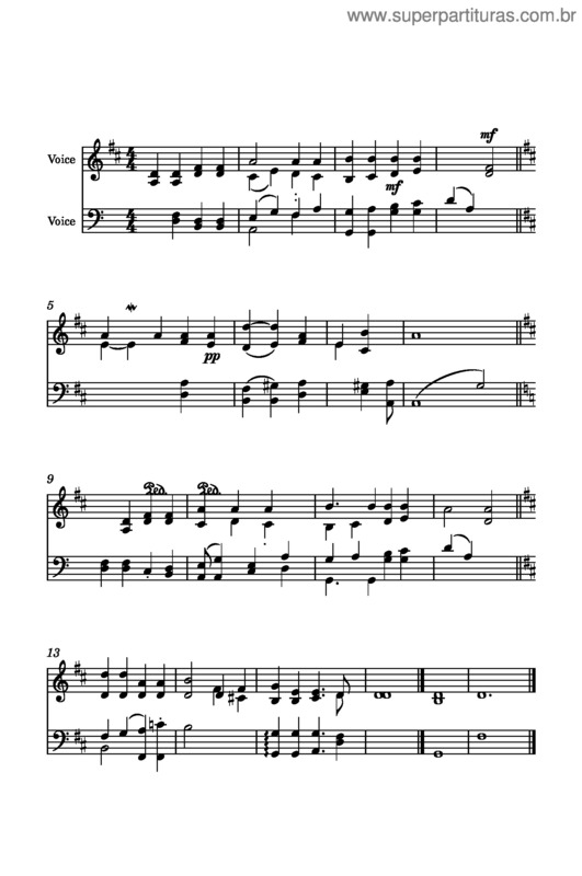 Partitura da música Himno Santo Santo Santo – John B. Dykes