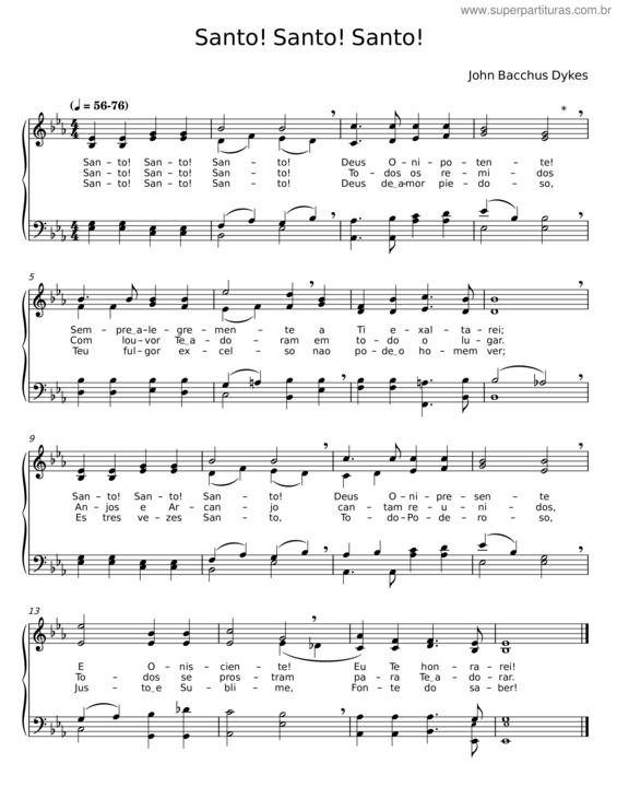 Partitura da música Himno Santo Santo Santo – John Bacchus Dykes v.2