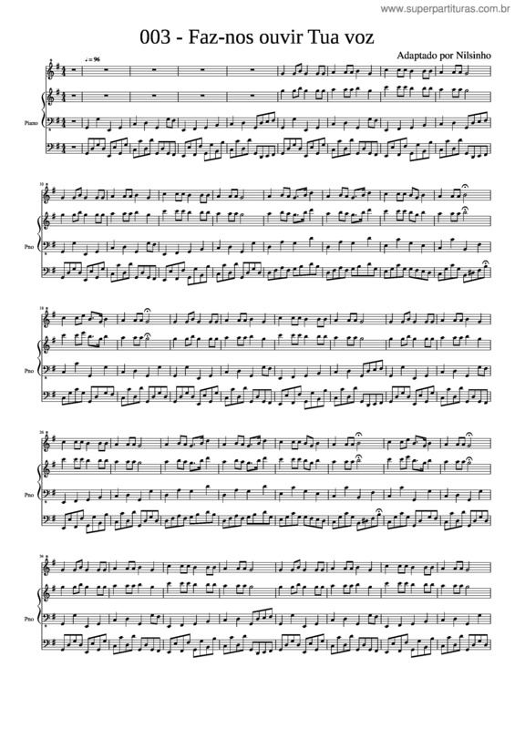 Partitura da música Hinário 5 – 003 – Faz–Nos Ouvir Tua Voz – Piano E Flauta