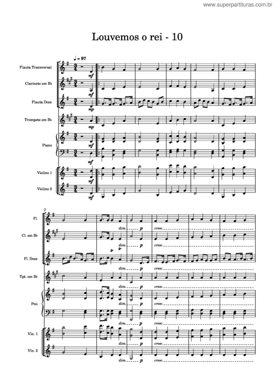 Partitura da música Hinário Adventista – Louvemos O Rei – 10 – Arranjo v.2