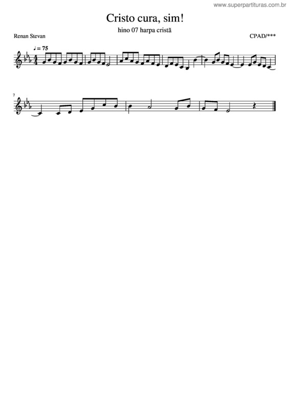 Partitura da música Hino 07 – Cristo Cura, Sim! – Harpa