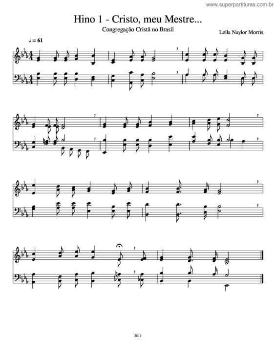 Partitura da música Hino 1 – Cristo, Meu Mestre...