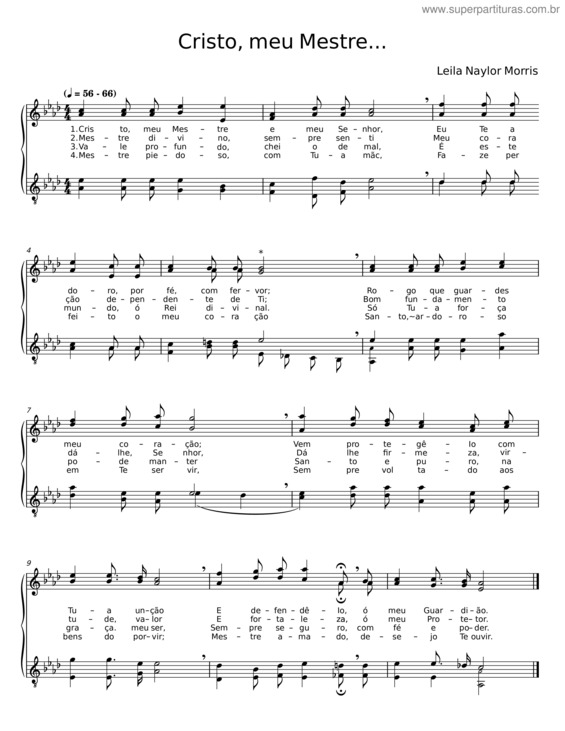 Partitura da música Hino 1 Ccb – Cristo Meu Mestre – Quarteto De Cordas – Leila Naylor Morris v.3
