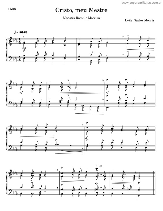 Partitura da música Hino 1 Ccb – Cristo Meu Mestre – Quarteto De Cordas – Leila Naylor Morris v.7