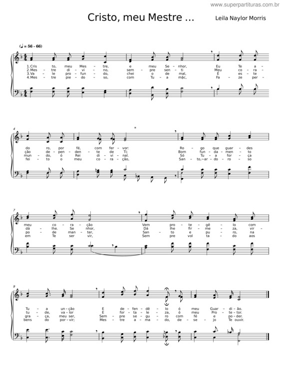 Partitura da música Hino 1 Ccb – Cristo Meu Mestre – Quarteto De Cordas – Leila Naylor Morris v.8