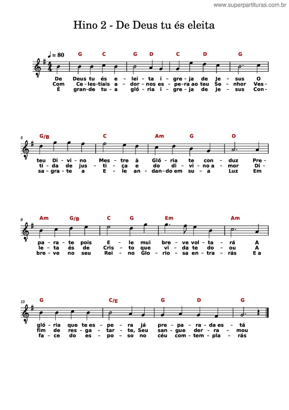 Partitura da música Hino 2 v.2