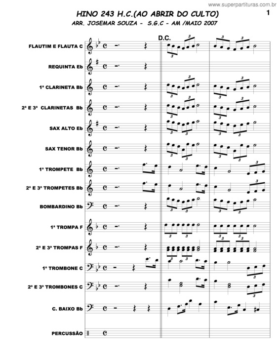 Partitura da música Hino 243 H.C.