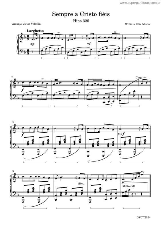 Partitura da música Hino 326 Ccb – Sempre A Cristo Fiéis