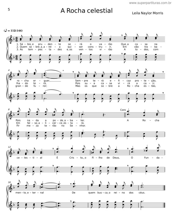 Partitura da música Hino 5 Ccb – A Rocha Celestial – Quarteto De Cordas – Leila Naylor Morris v.5