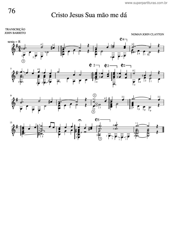 Partitura da música Hino 76 Cristo Jesus Sua Mão Me Dá